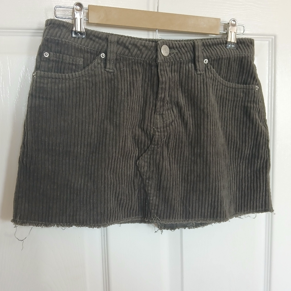 BDG Corduroy Mini Skirt - Brown Skater Goth Rock Academia Preppy Party